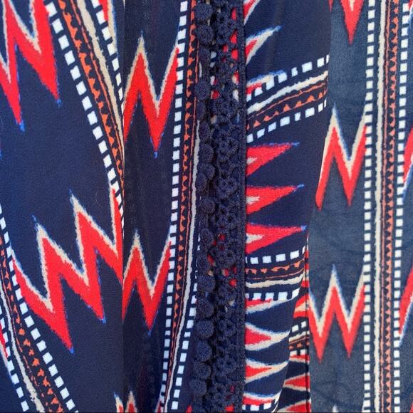 Taylor & Sage chevron southwestern slinky kimono LARGE blue orange white - Picture 3 of 6
